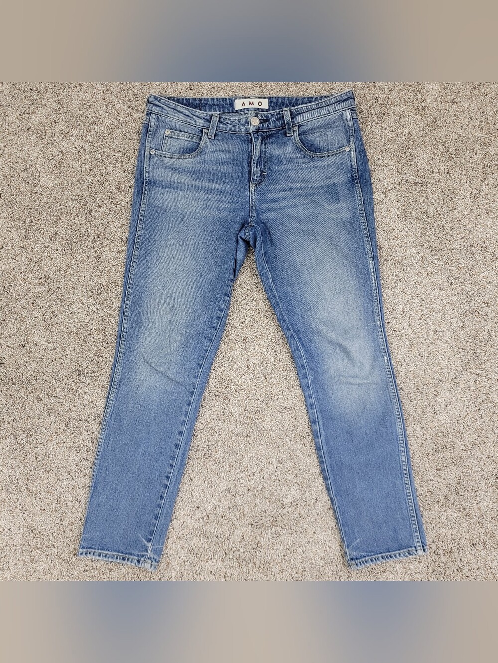AMO Denim Kate Truth or Dare Slim Straight Cropped Jeans Womens 29